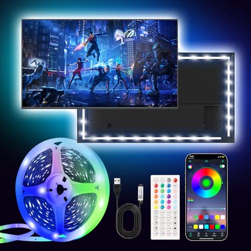 Liwqolx Tira LED TV RGB 5 m con 30 LED por metro, app Bluetooth y mando para TV de 65-75 pulgadas