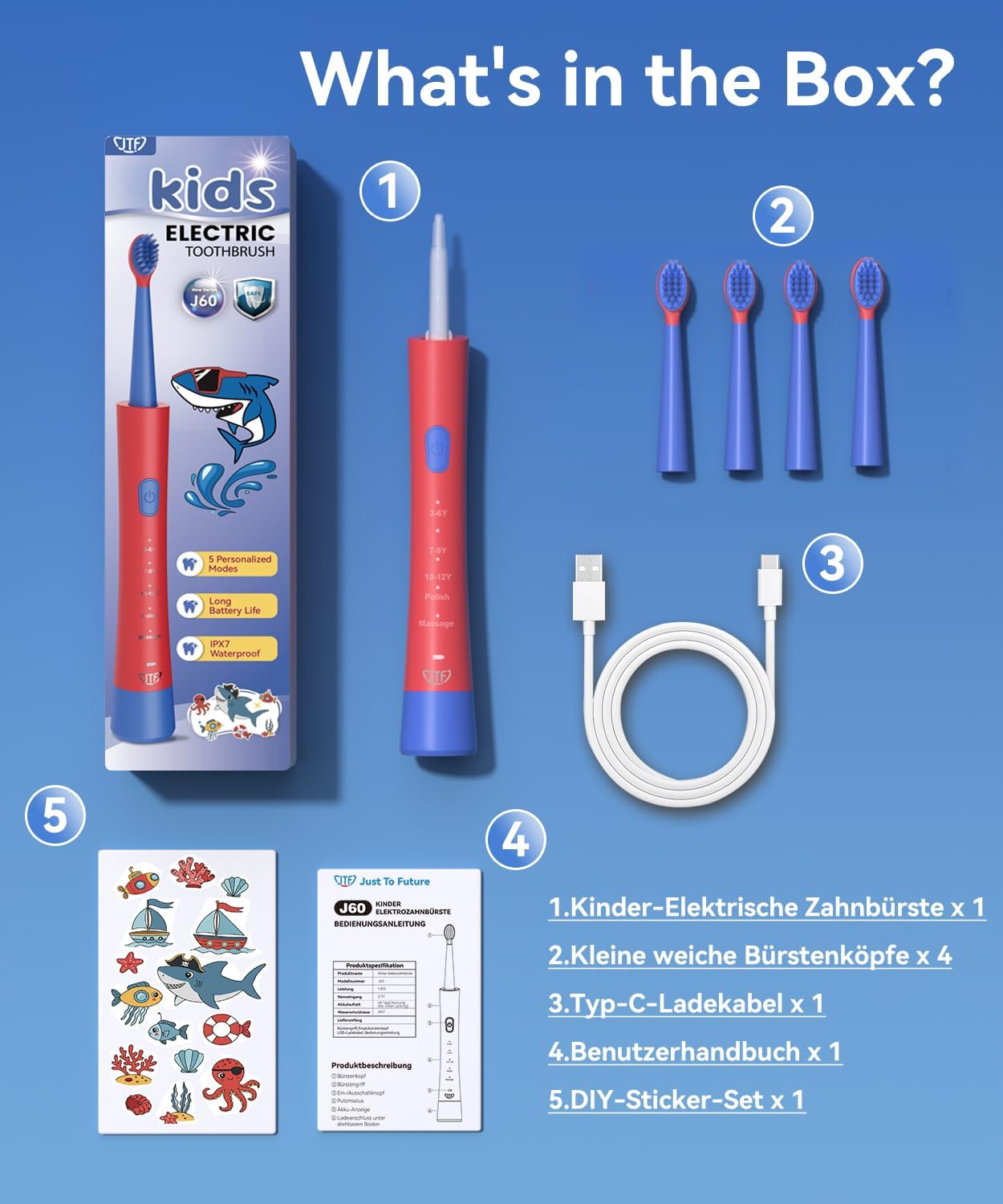 Thumbnail 6 de JTF Cepillo de dientes sónico para niños 3+ años