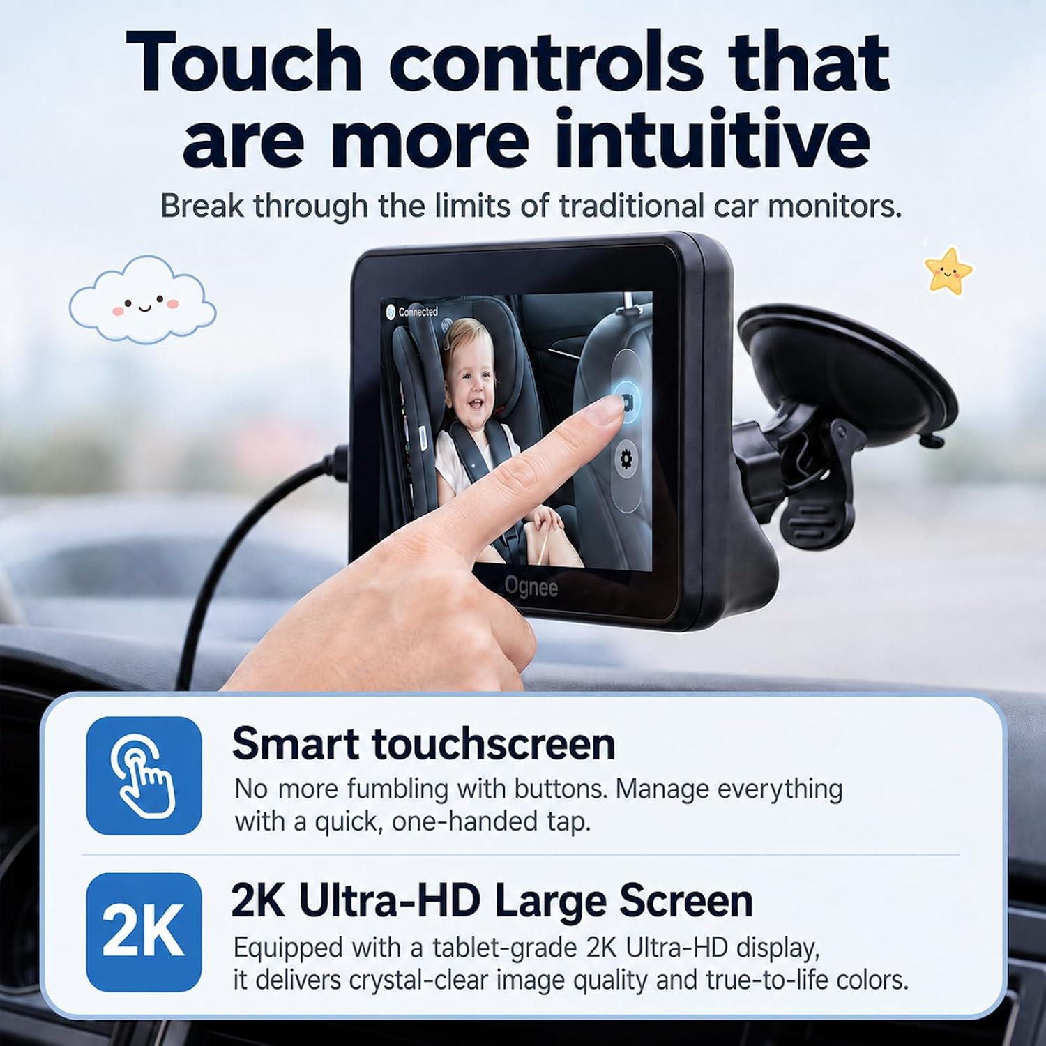 Thumbnail 2 de Ognee SC-AI08 Baby Car Camera, 2K Color Night Vision and Touchscreen
