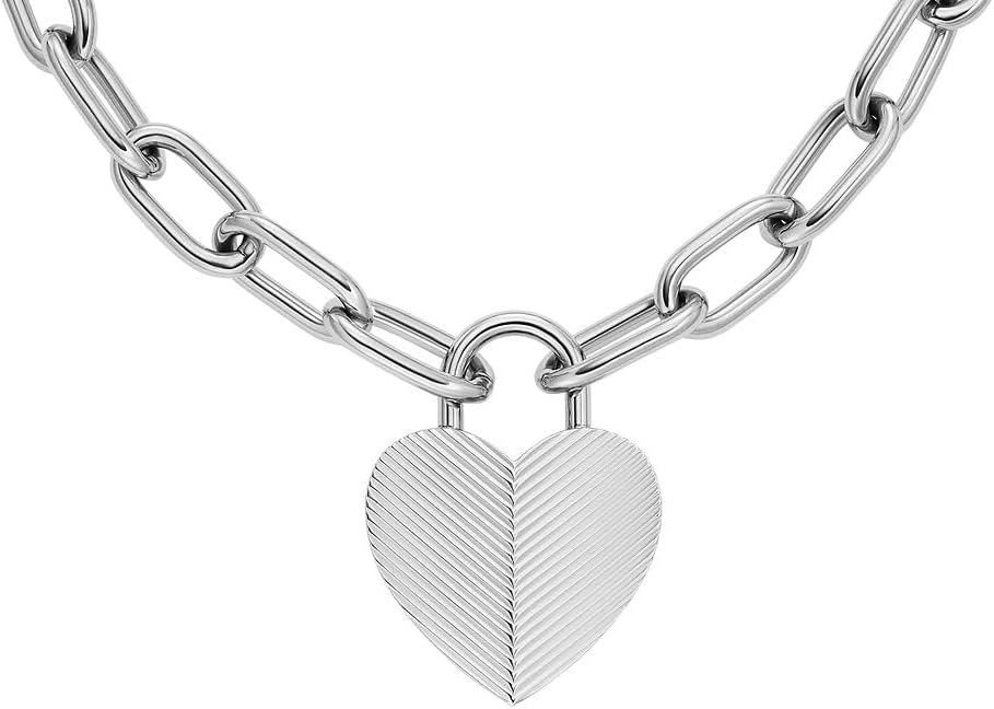 Thumbnail 6 de Fossil Collana da donna in acciaio inossidabile con ciondolo a cuore — tono argento, lunghezza 40,6 cm (+ estensione 5,1 cm)