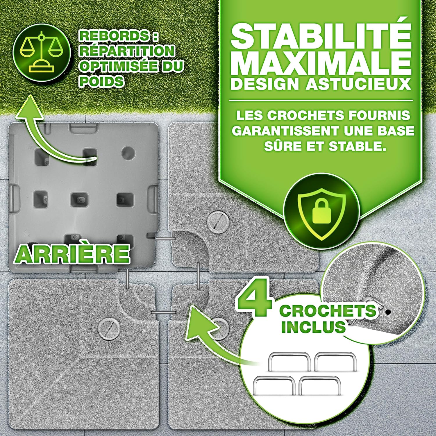 Thumbnail 4 de tillvex Lestage & Dalles Carrées pour Parasol Déporté : base remplissable et modulable en granit synthétique