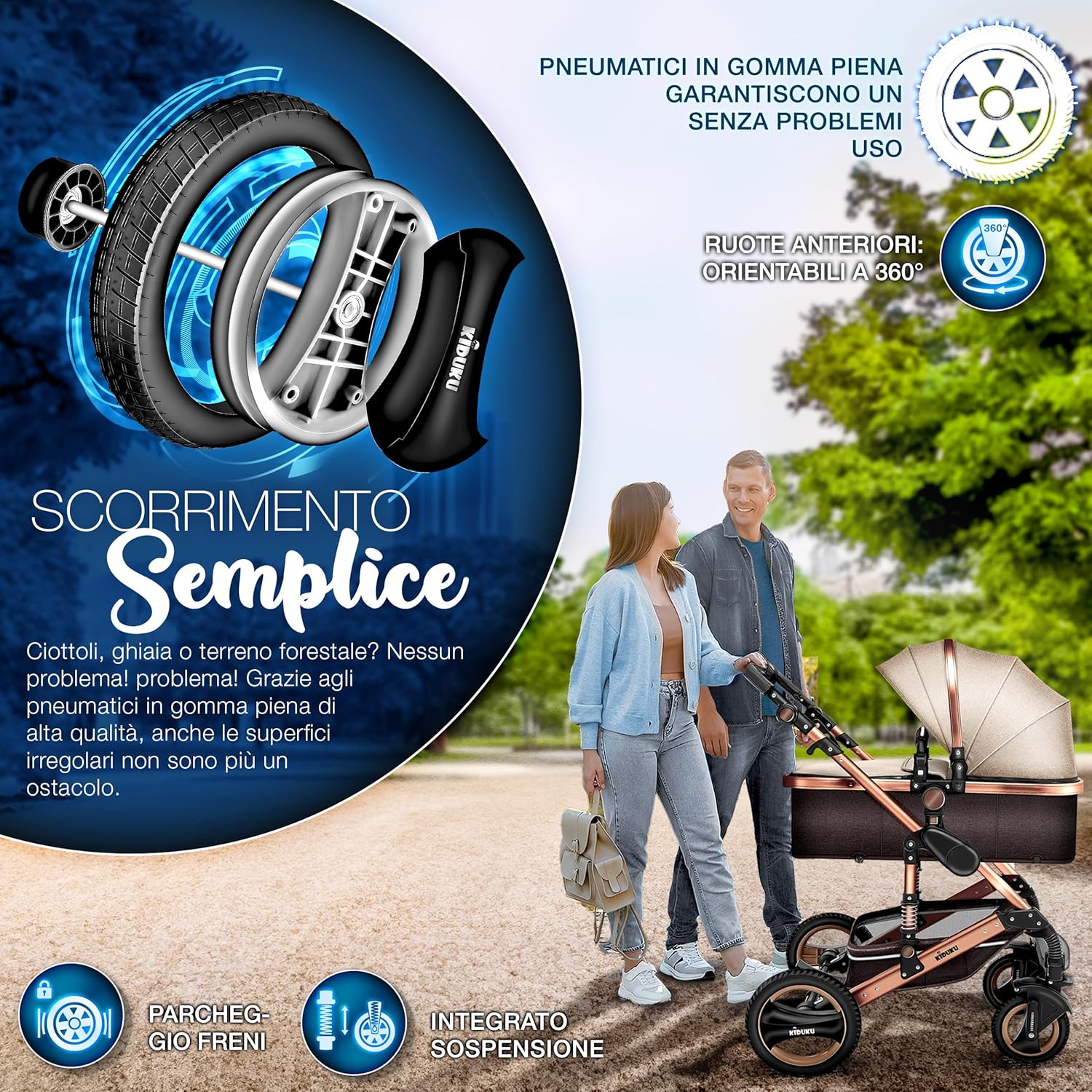 Thumbnail 2 de KIDUKU 3 in 1 Passeggino Completo Trio: sistema combinato con navicella, seggiolino auto e accessori inclusi
