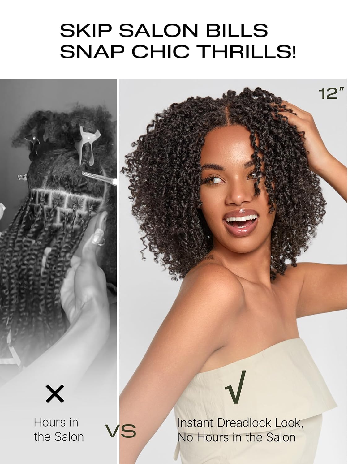 Thumbnail 3 de Frodio Veralux Fiber 12'' 11X4 HD Lace Frontal Wig — 200% Density, Glueless, Micro Twist Curly with Fluffy Hairs