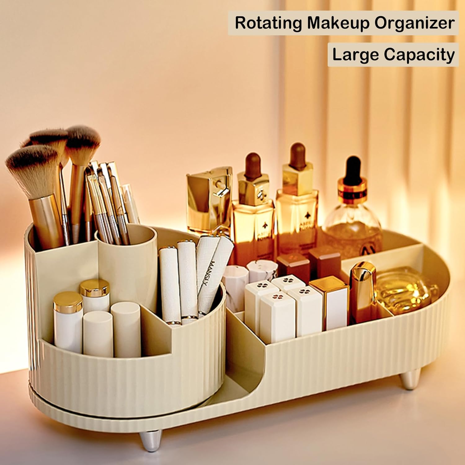 Thumbnail 6 de 360° Rotating Vanity Makeup Organizer — Large 🎀