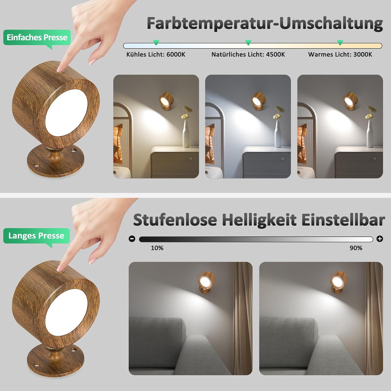 Detalle de Kabellose LED Wandleuchte mit Fernbedienung