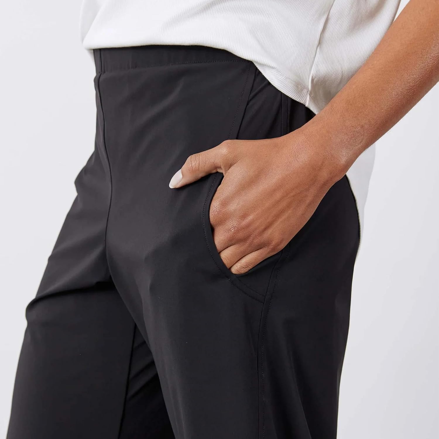 Detalle de Yaykio Women's High-Waisted Barrel Pants, Stretch Quick-Dry Fabric