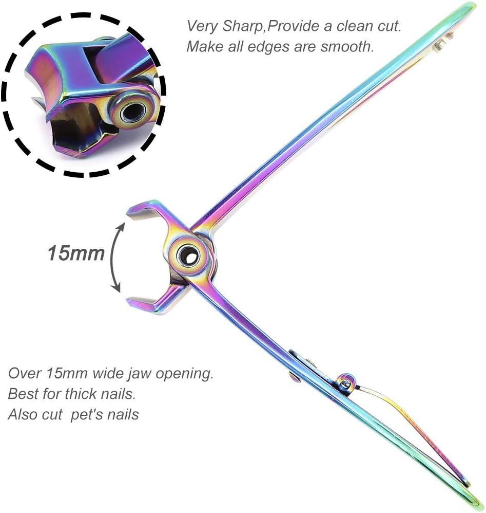 Detalle de SZQHT Ultra Wide Jaw Opening Nail Clippers Set for Thick Nails – 15mm Jaw, Stainless Steel Toenail Nipper