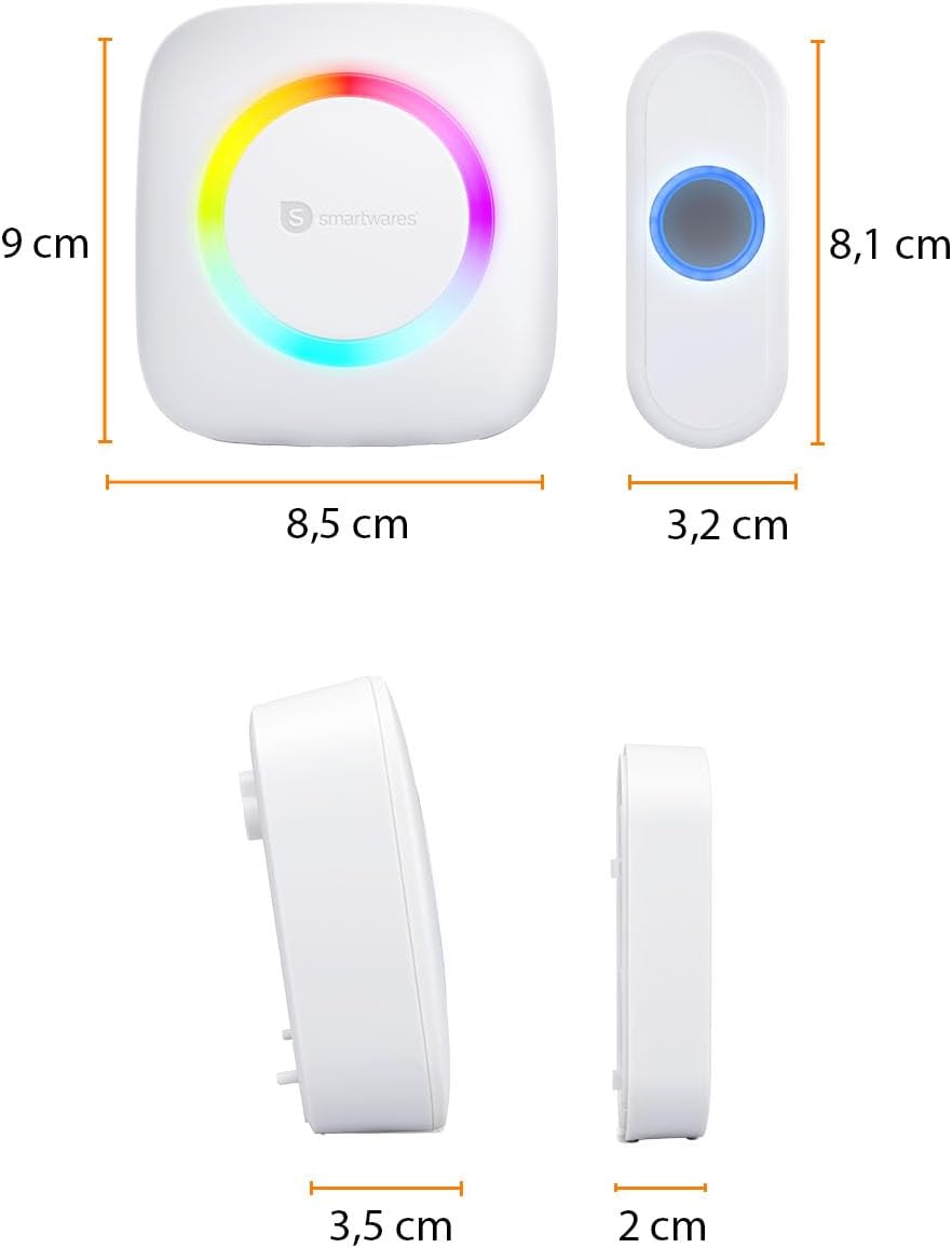 Thumbnail 2 de Smartwares PD-4922 Wireless Doorbell Set: Portable Chime, 300 m Range and 36 Melodies