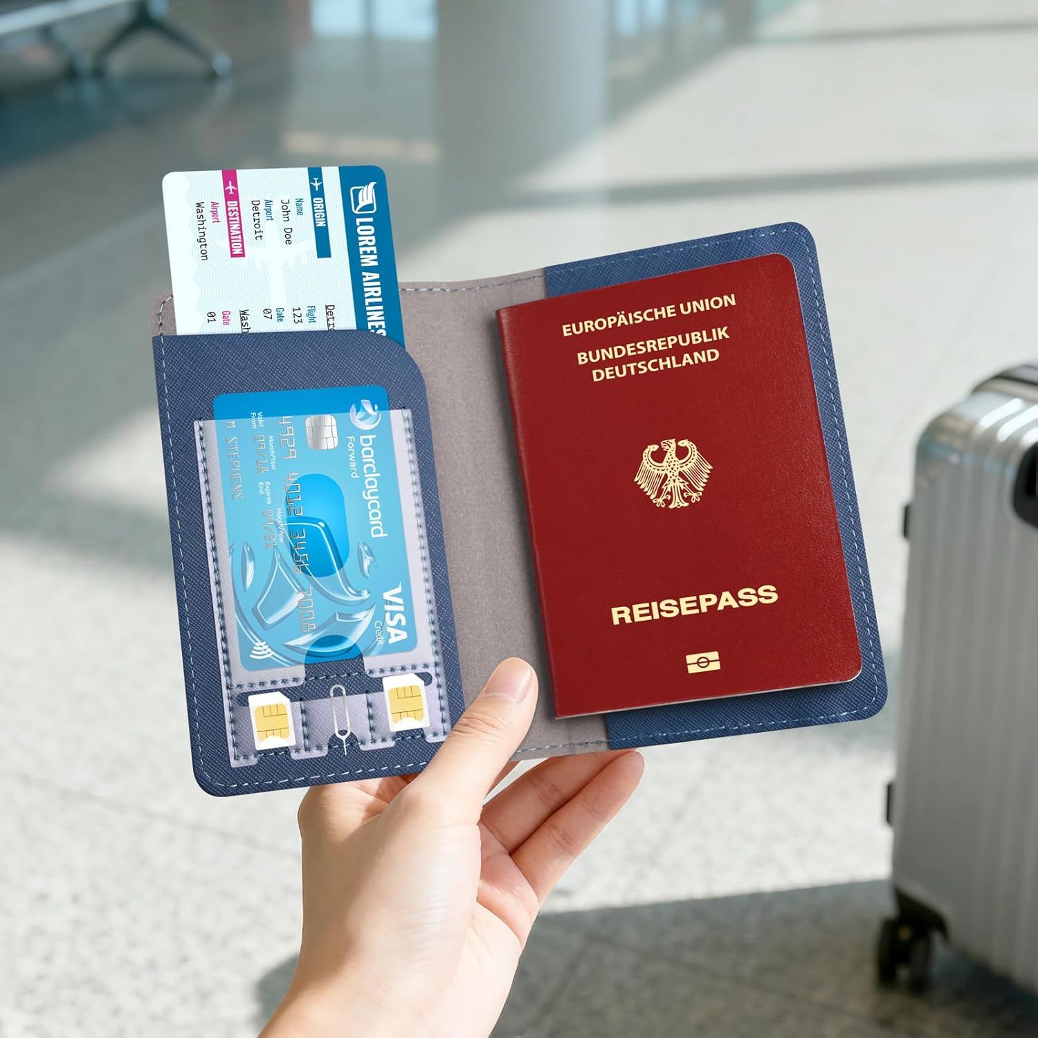 Thumbnail 6 de YAVIV Reisepasshülle Premium Leder – Reise-Organizer mit RFID-Schutz, Blau