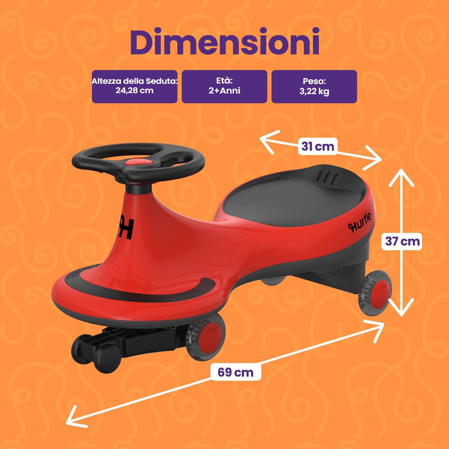 Thumbnail 6 de Hurtle macchina cavalcabile oscillante per bambini, senza pedali e senza batterie (rosso)