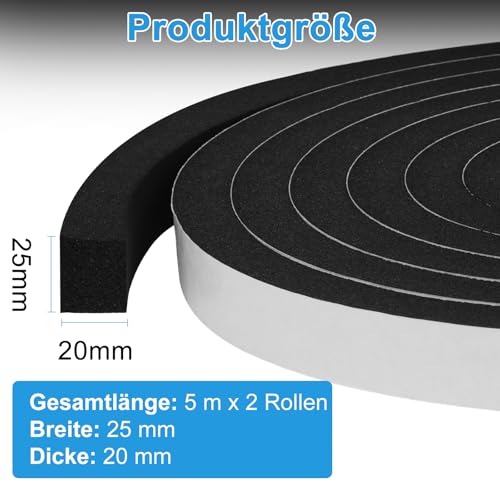 Detalle 2 de Storystore Dichtungsband Selbstklebend – Moosgummi 25 mm x 20 mm, 5 m / 2 Stück