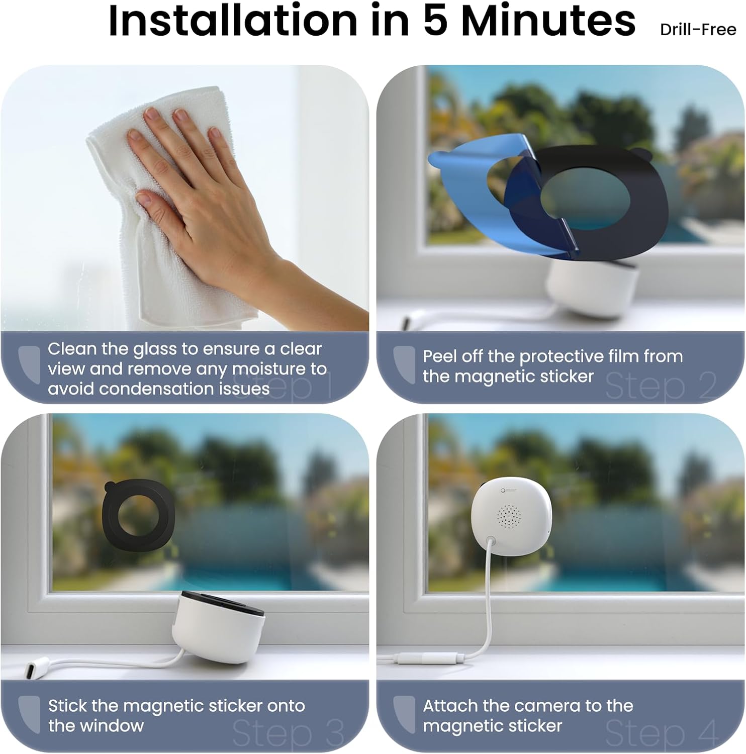 Thumbnail 6 de INFIYA 2K Window Camera (K1) dual-band WiFi indoor camera for through-glass home security