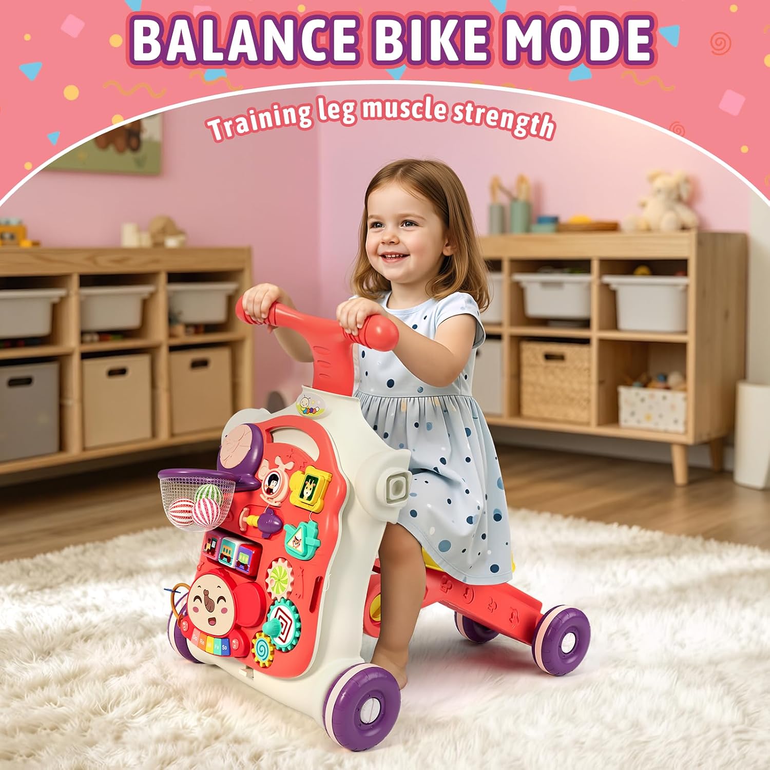 Thumbnail 6 de HYES N6034 5-in-1 Toddler Walker and Activity Center, Red