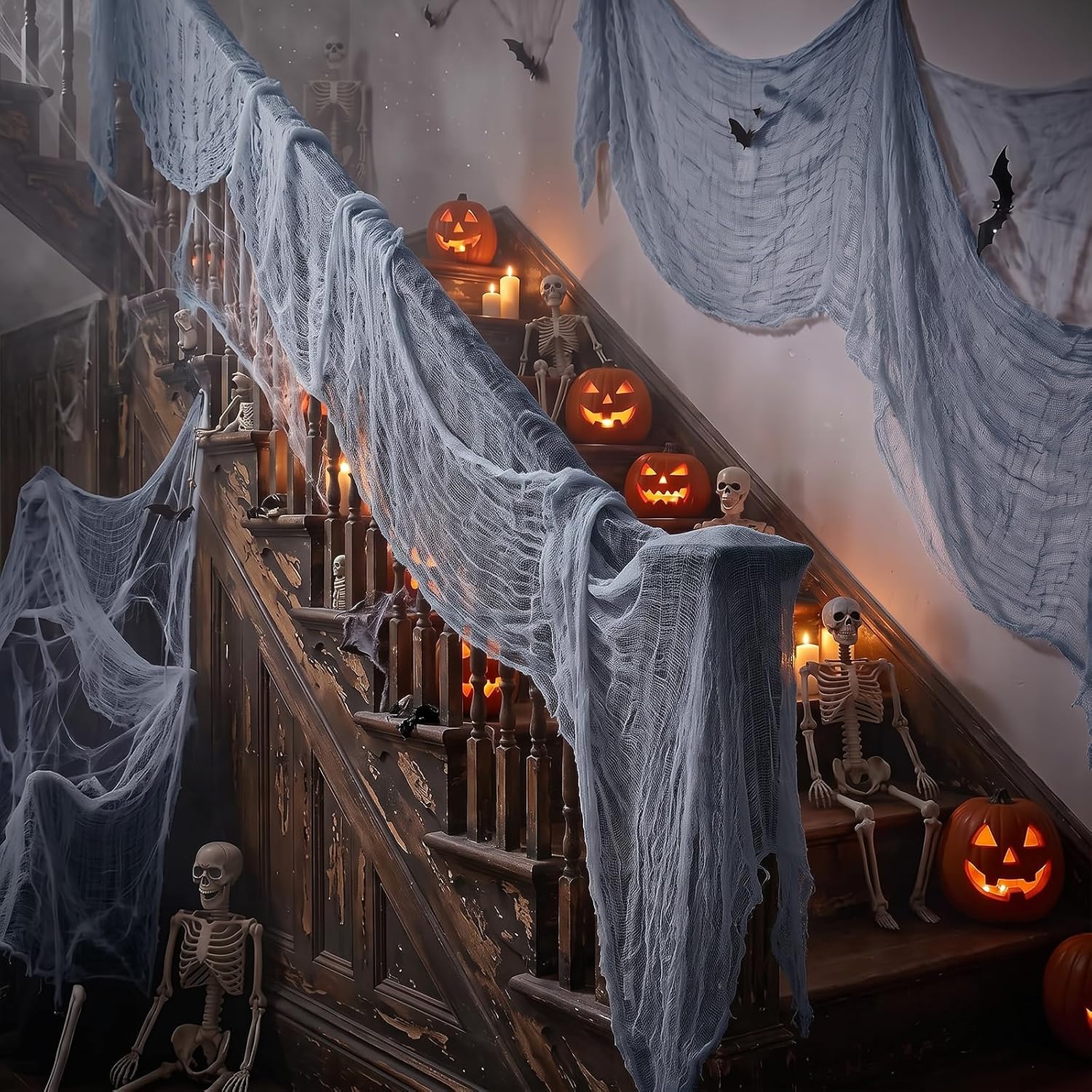 Thumbnail 3 de Tmflexe Giant Halloween Creepy Cloth, Gray Cotton Mesh, 80 x 400 in.