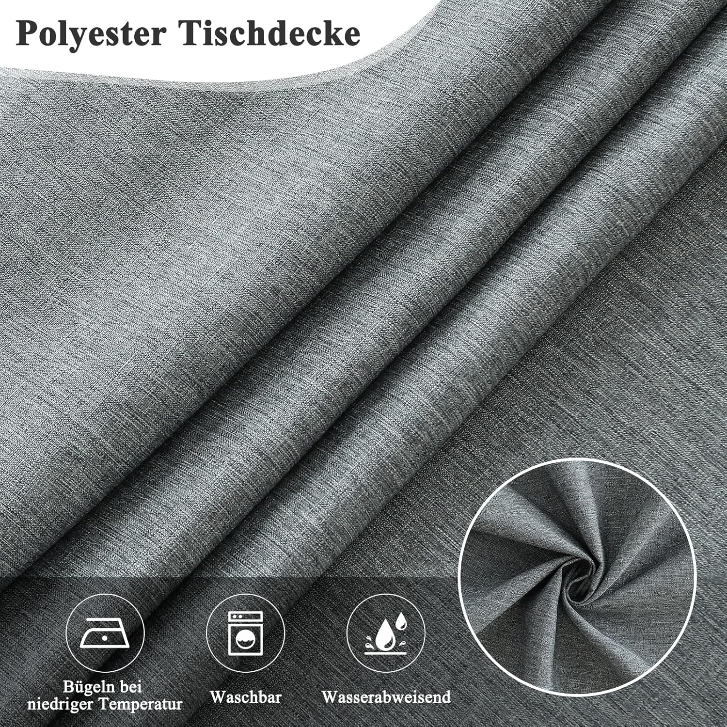 Thumbnail 2 de AooHome Tischdecke 140x220 cm Grau (Leinen-Optik) – wasserabweisend & abwischbar