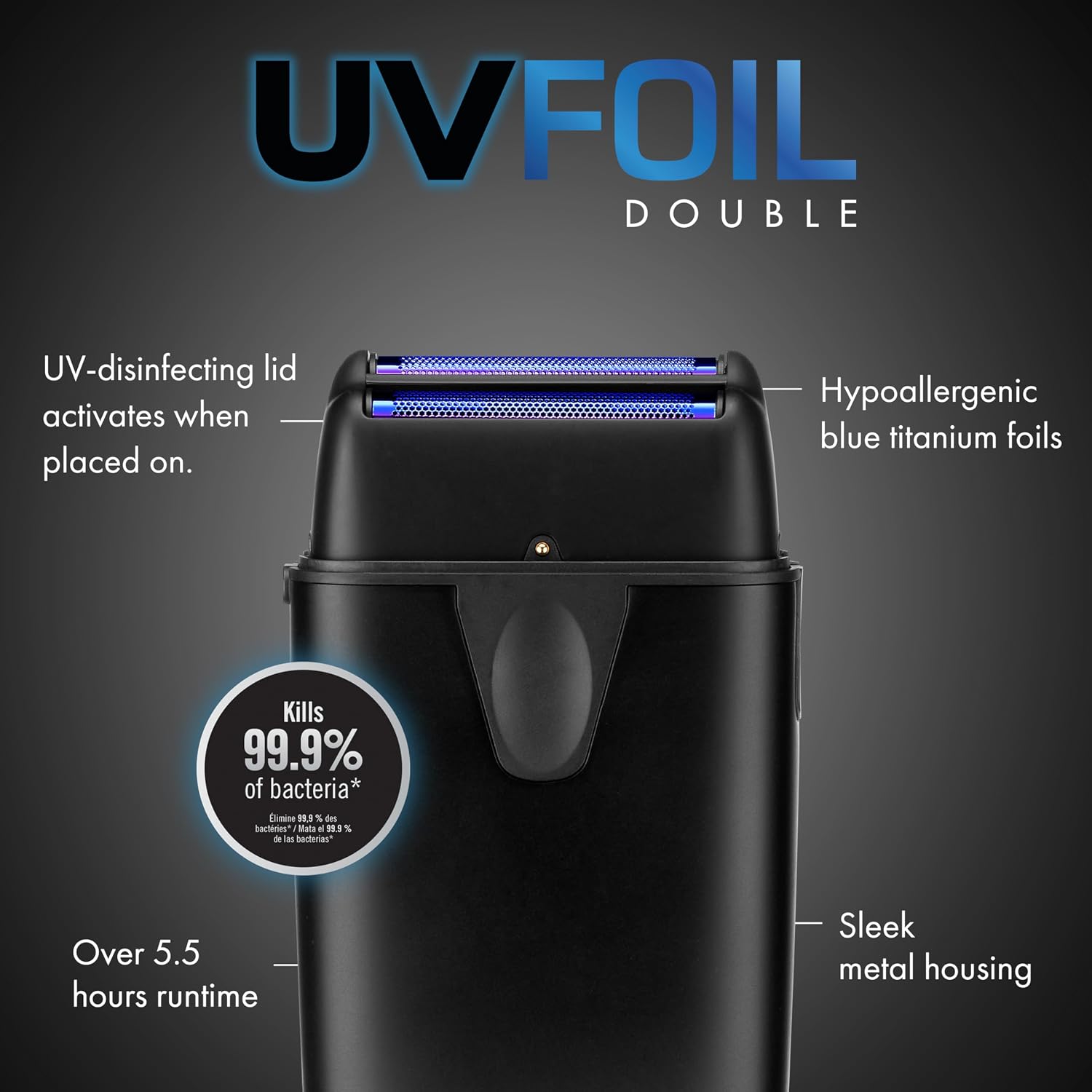 Thumbnail 4 de BaBylissPRO UVFOIL UV-Disinfecting Metal Double-Foil Shavers for Men