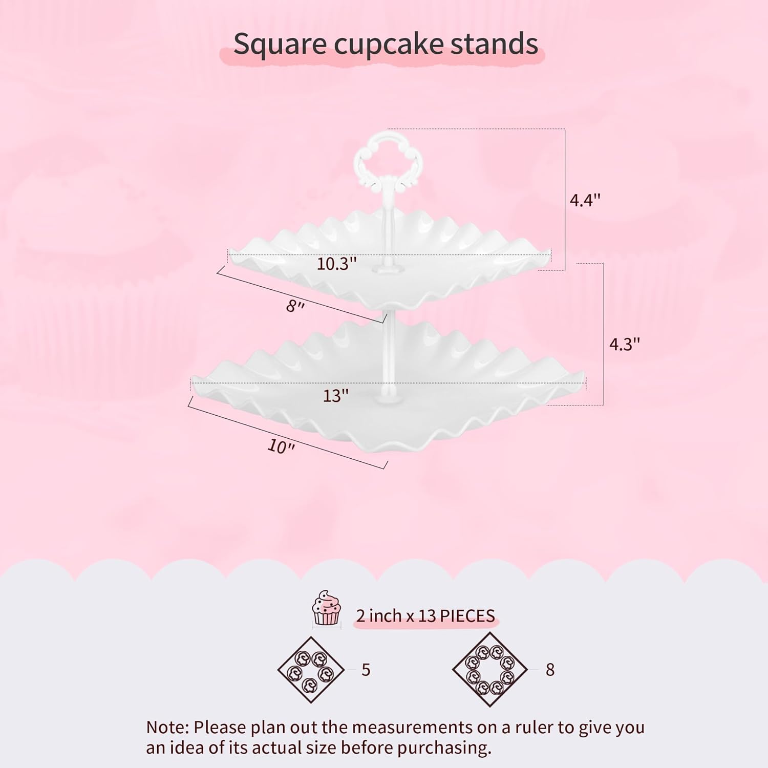Detalle de NWK Pack of 10 Cake Stand Set (Two-Tier & Three-Tier Cupcake Stands + Appetizer Trays) in White