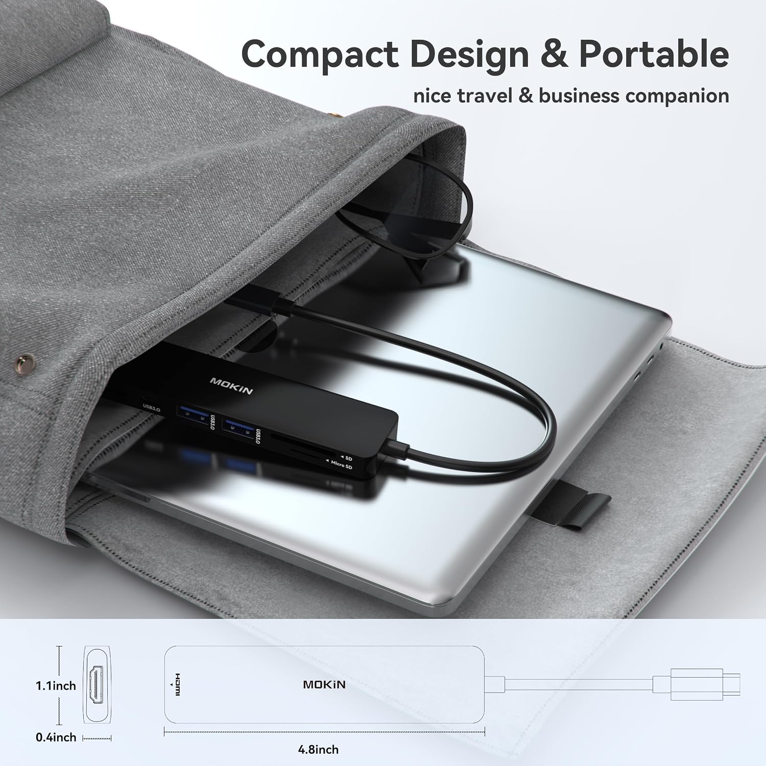 Thumbnail 6 de MOKiN 7-in-1 USB C HDMI Hub for MacBook Pro/Air: 4K @60Hz, 2x USB 3.0, SD/microSD, 100W PD