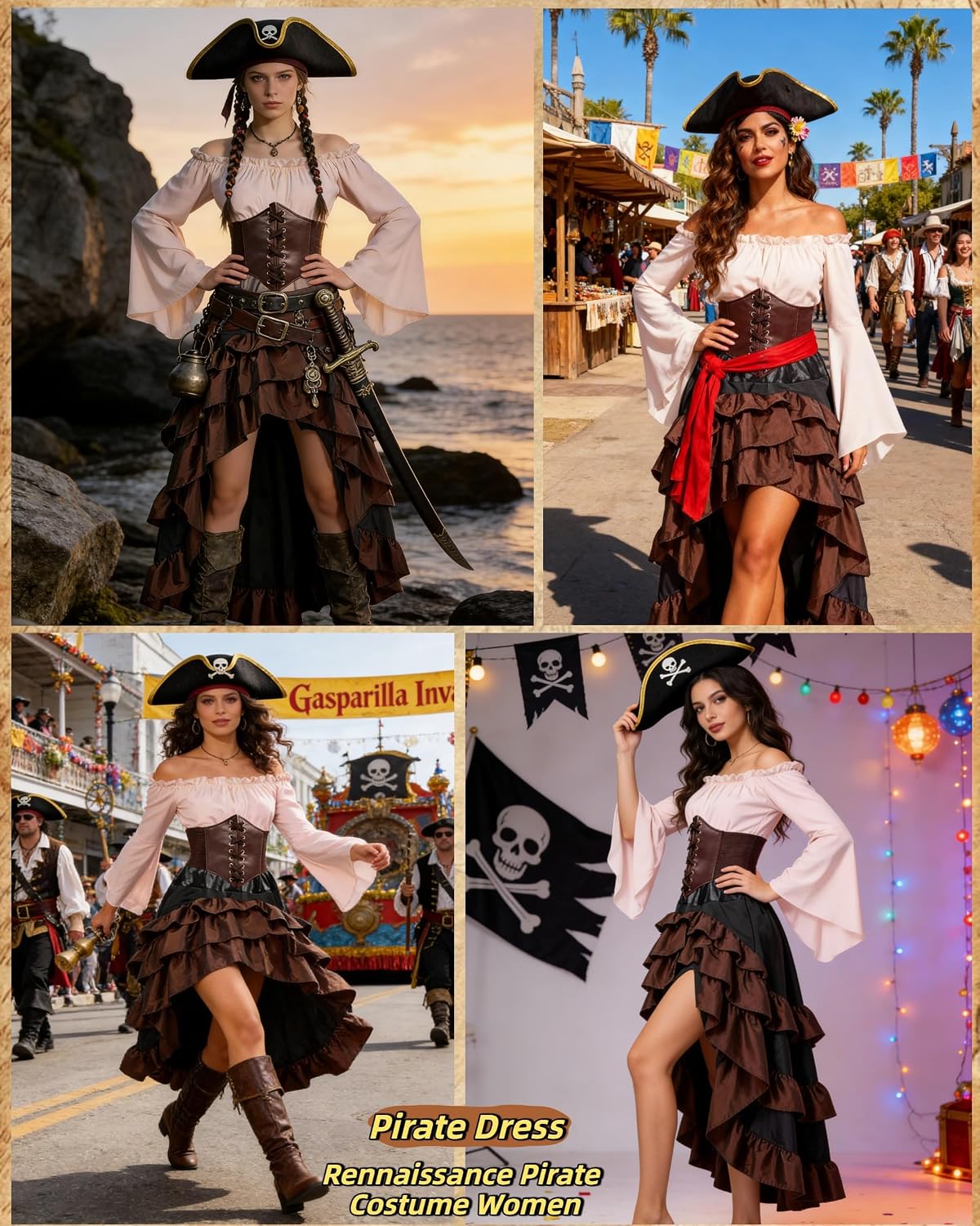 Detalle de Women's Pirate Costume, Polyester