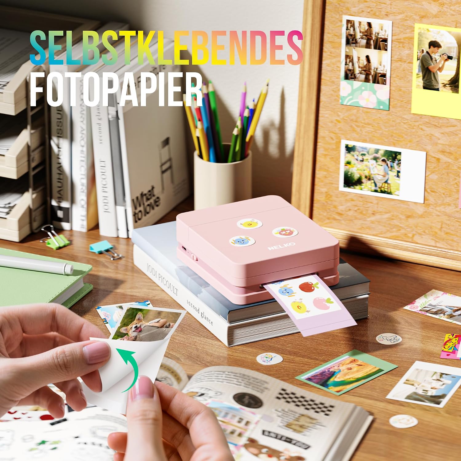 Thumbnail 6 de Nelko PP01 Tragbarer Mini-Fotodrucker – Rosa, 20 Blatt Klebepapier, Bluetooth, App, Tintenstrahldrucker