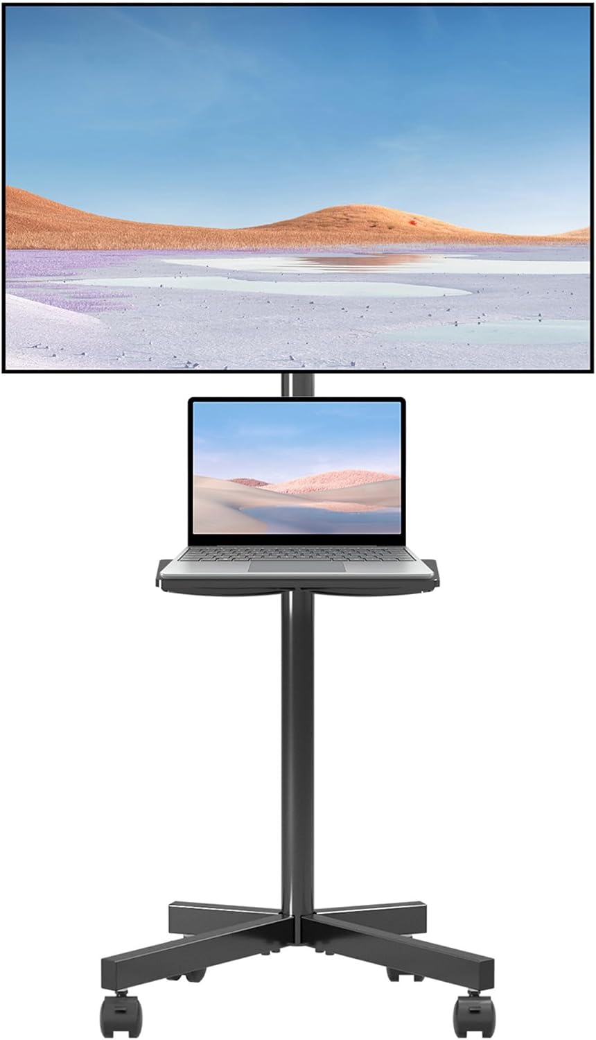 Suptek Supporto per TV con ruote fino a 60 pollici e VESA 400x400, altezza regolabile