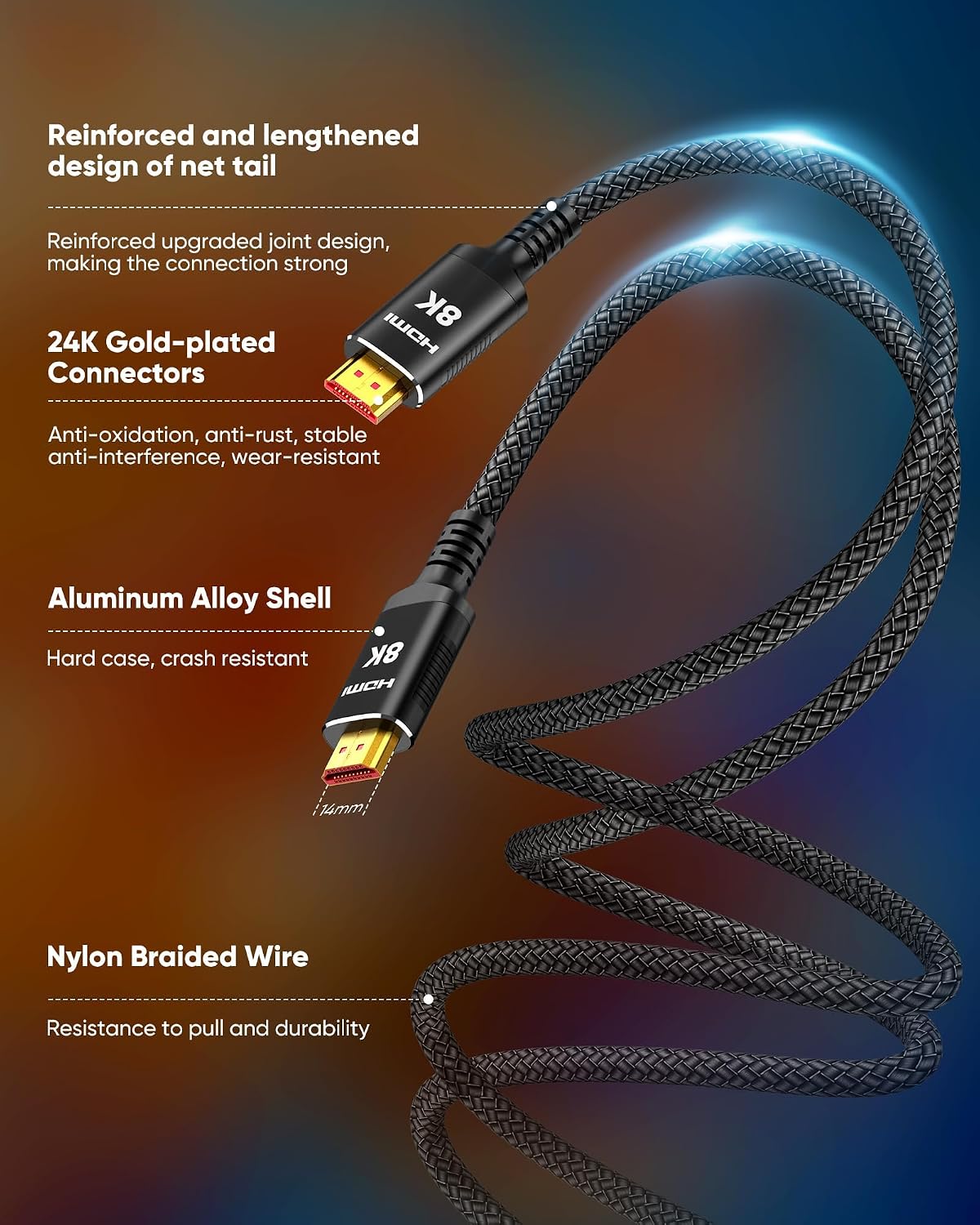 Thumbnail 2 de Snowkids 35 ft HDMI Cable 8K 48Gbps Ultra High-Speed