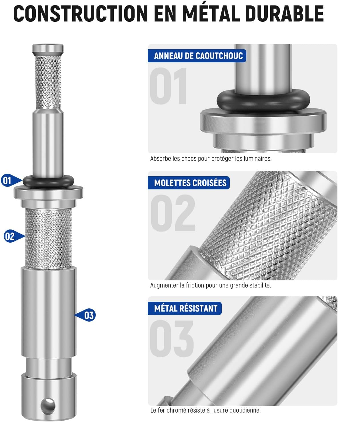 Detalle de NEEWER Adaptateur Junior vers Baby Pin (UA027) : passe de 1-1/8” à 5/8” pour C-stands et supports d’éclairage