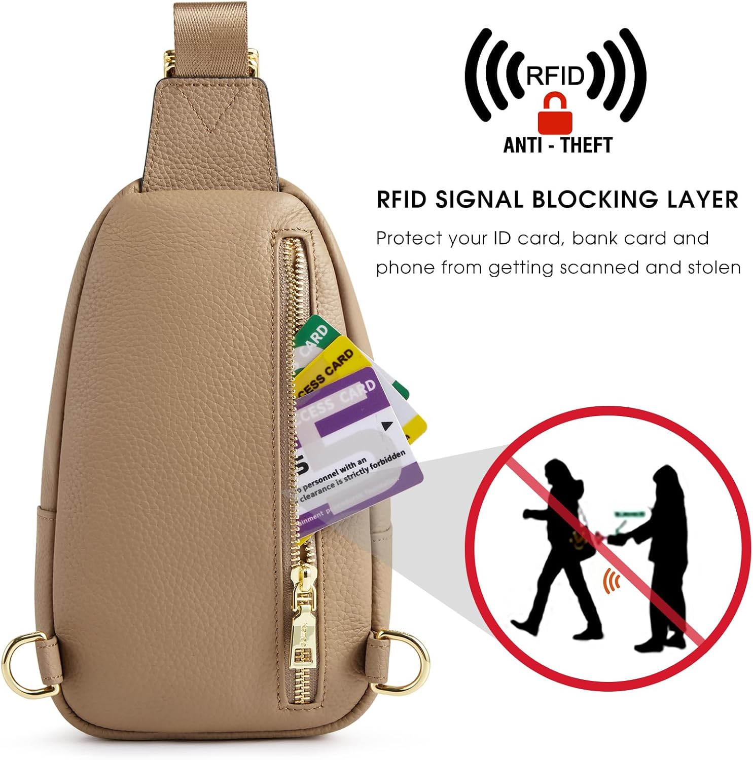 Thumbnail 4 de Kattee Bolso cruzado piel pequeño con bloqueo RFID