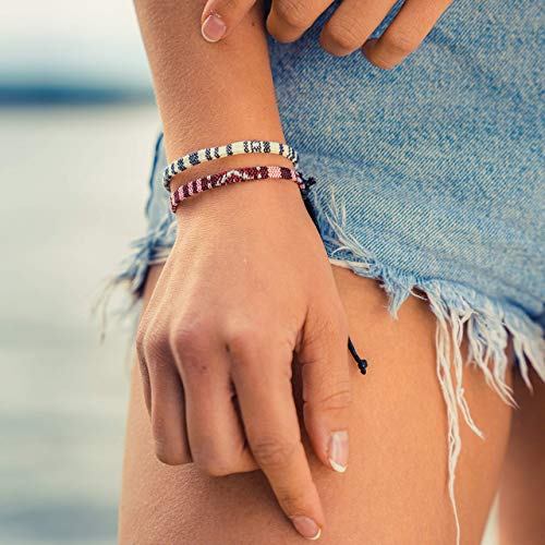 Detalle 2 de Made by Nami 2x Bracelet surfeur set – Bordeaux & Blanc, coton écologique, adjustable