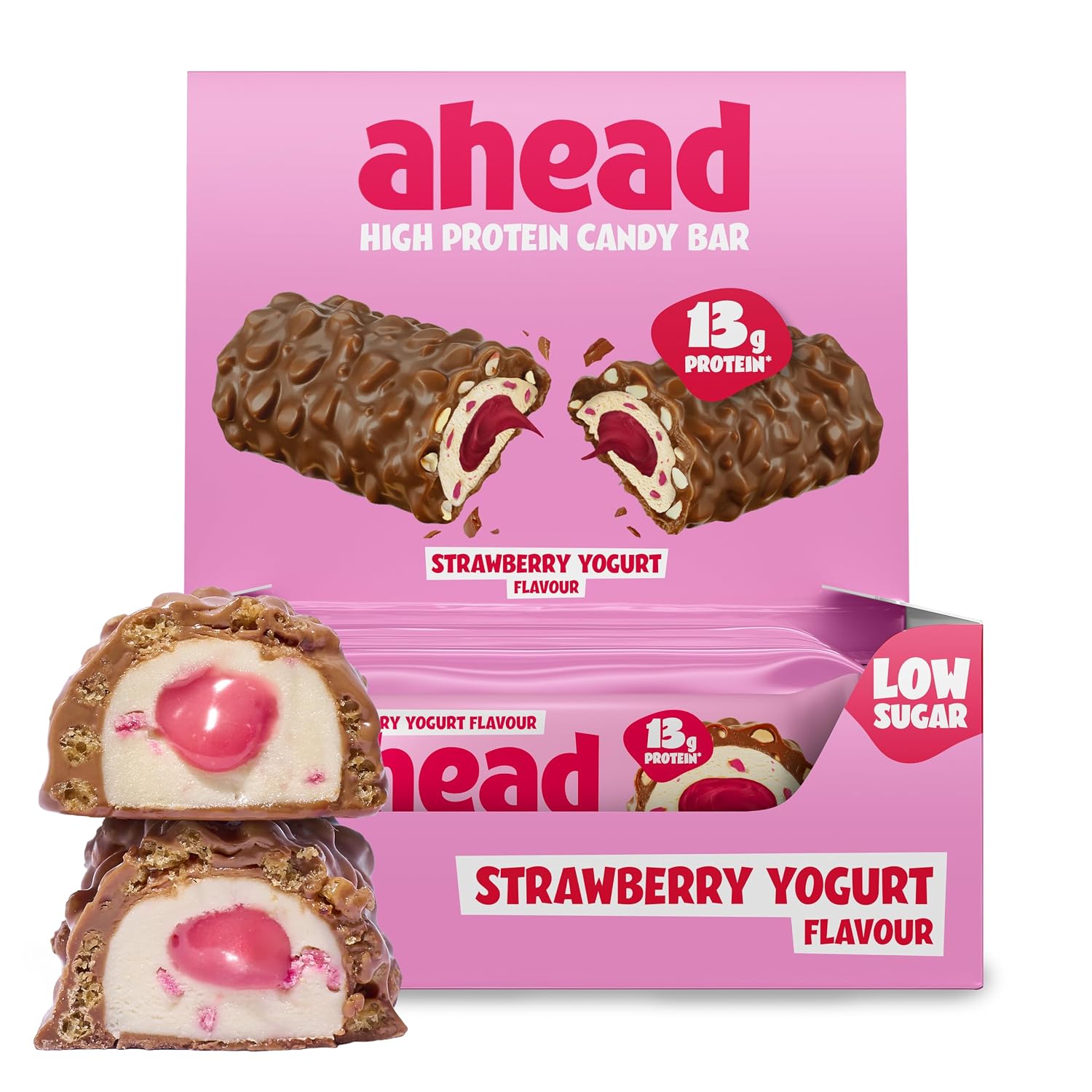 Detalle de ahead Protein Riegel Strawberry Yogurt – 14×45 g