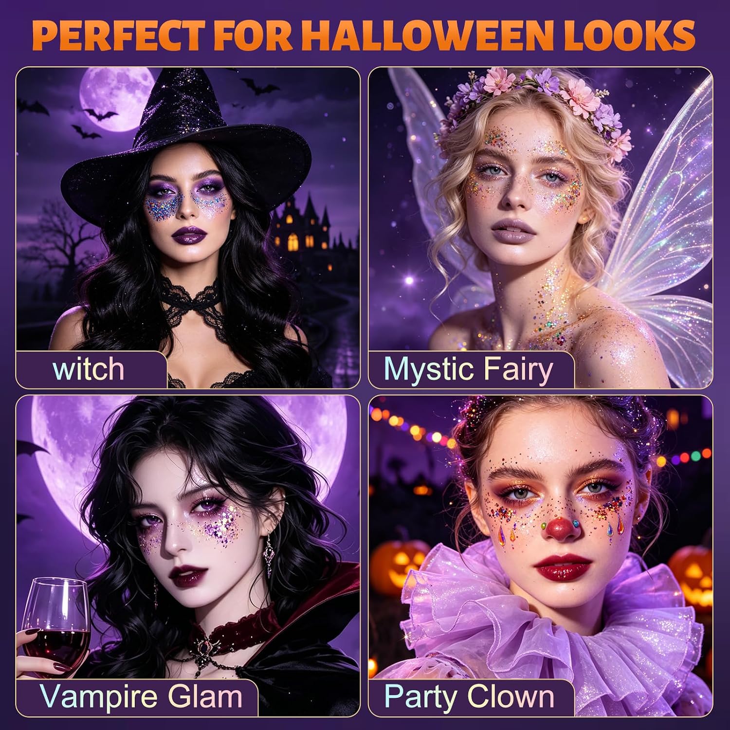 Detalle 2 de AROIC Glitter Stick 6p-Halloween, 6-Color Face & Hair Glitter Set