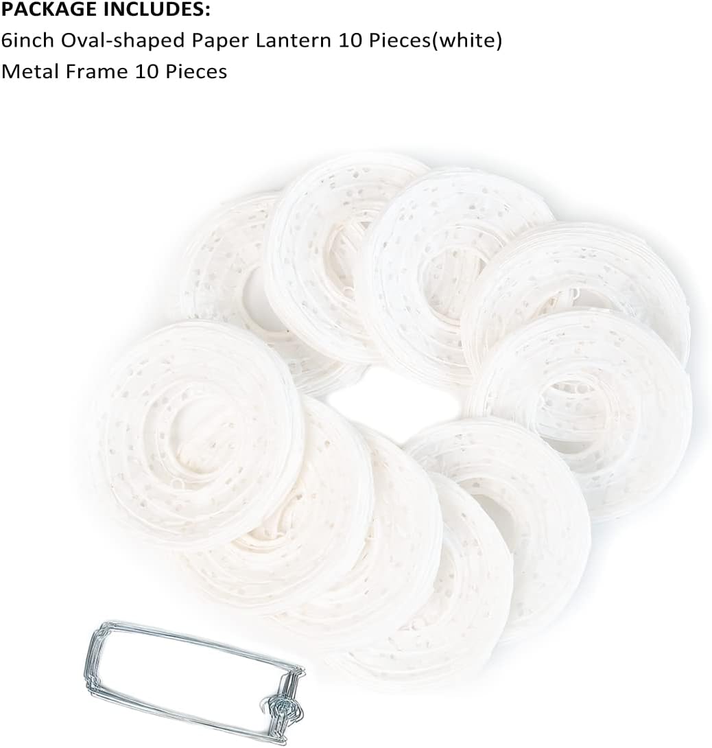 Thumbnail 2 de Aiminjey 10Pcs White Paper Lanterns, 16cm Hollow Out Cherry Blossom Lamps