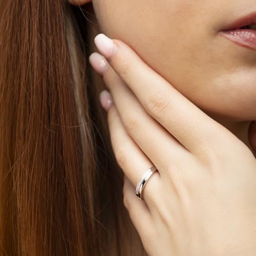 Detalle 2 de Time RoaD Anillo Mujer con Diamantes en Oro Blanco 9K (375 ml) – Elegancia Minimalista y Certificado