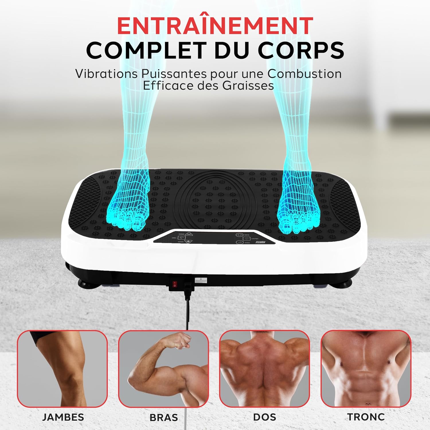 Detalle de Hurtle Plateforme Vibrante pour entraînement complet du corps – Plaque vibrante avec bandes et télécommande