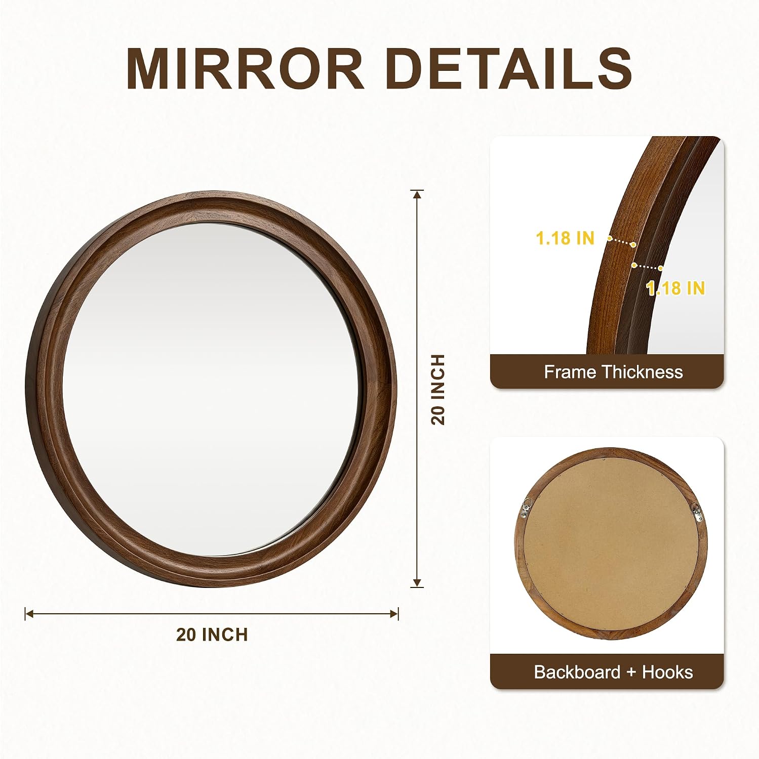 Detalle 2 de LAWADA Round Wood Mirror 20