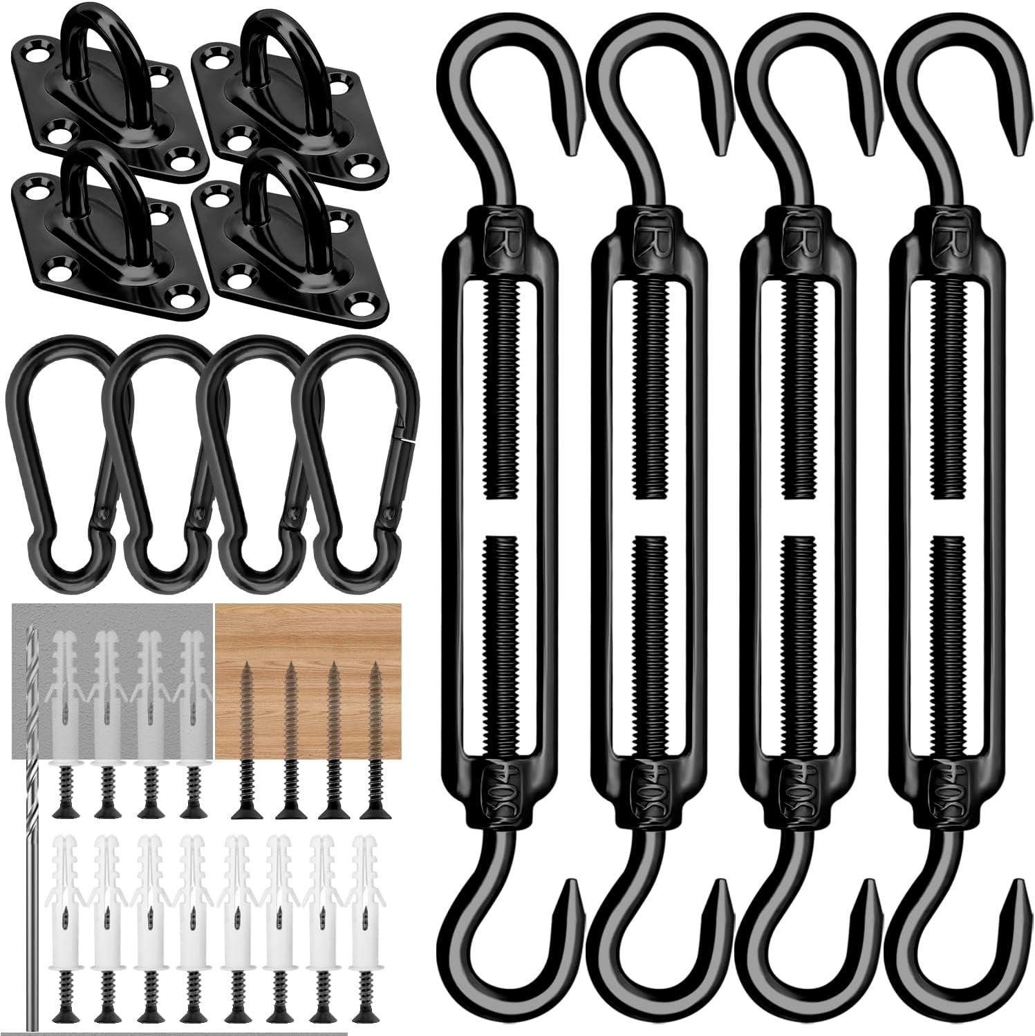 Detalle de Kit de montaje para toldo vela Morzejar M6 (40 piezas) en acero inoxidable