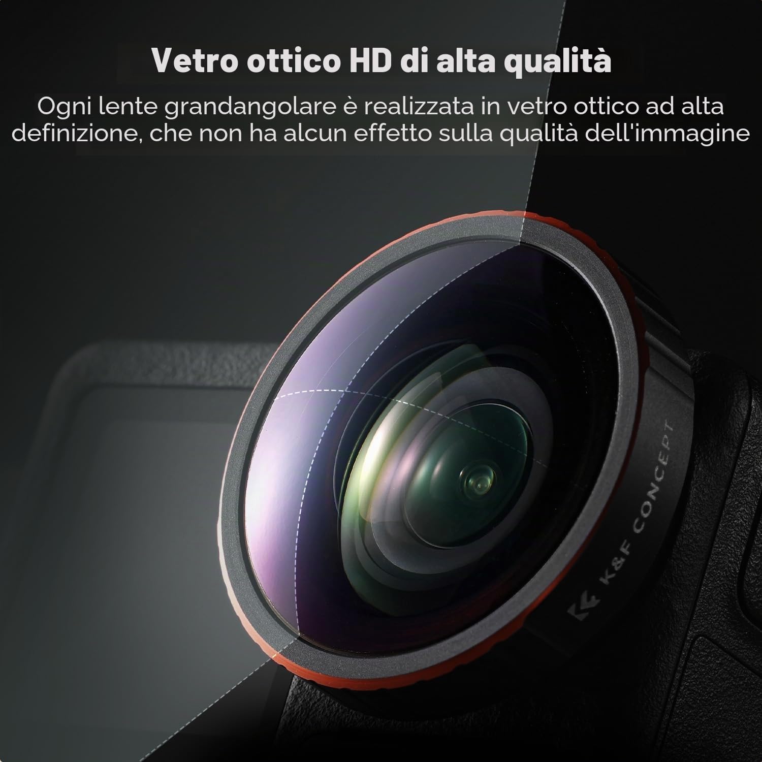 Thumbnail 3 de K&F CONCEPT Filtro Grandangolare per DJI Osmo Action 4/5 Pro – vetro ottico HD con rivestimento antiriflesso verde, impermeabile e antigraffio