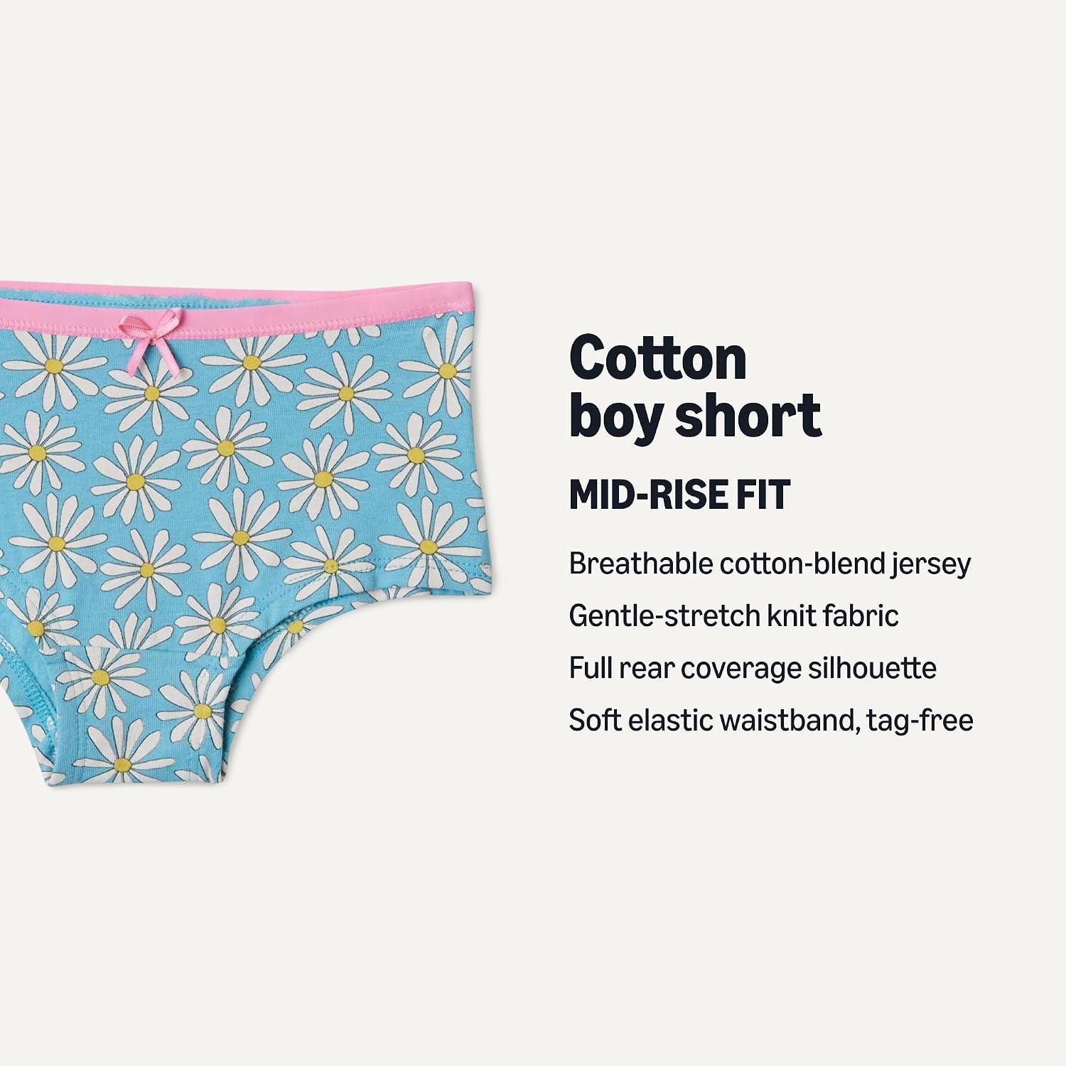 Detalle de Amazon Essentials Girl's Cotton Jersey Boyshort Underwear – Mid-Rise Comfort