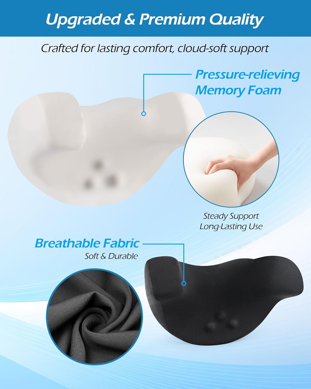 Detalle de Lofty Aim Car Neck Pillow: 2-Pack Ergonomic Memory Foam Headrest for Driving