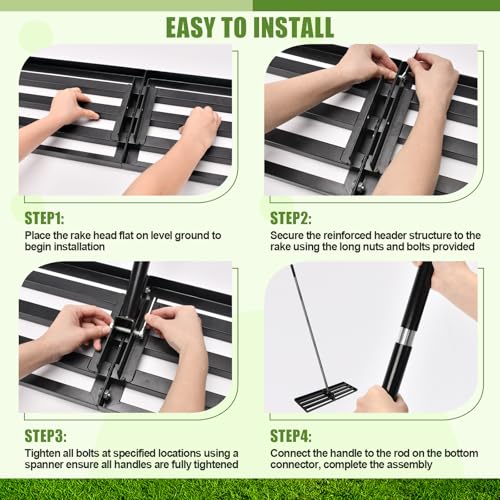 Thumbnail 3 de INCIKITI Lawn Leveling Rake (76 x 25 cm) — Robust iron lawn leveller with adjustable handle
