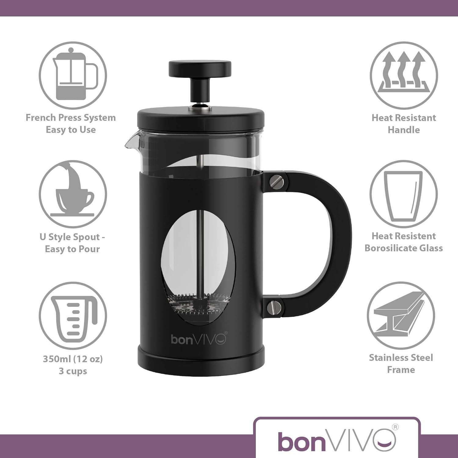 Thumbnail 3 de bonVIVO French Press 350 ml für 1–2 Tassen
