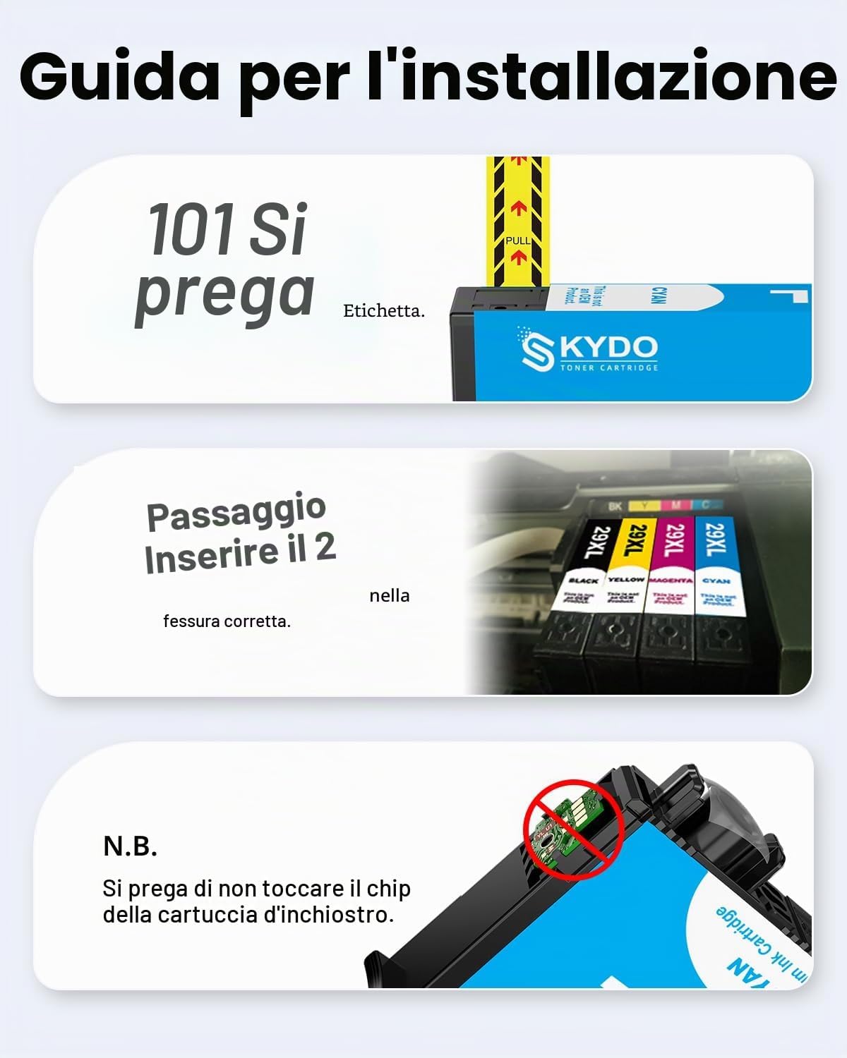 Detalle de Skydo 29XL Cartucce d'inchiostro Compatibili per Epson (5 pezzi) – Nero x2 e Colori (Ciano, Magenta, Giallo) per XP-235/XP-245/XP-255/XP-345/XP-435/XP-247/XP-332