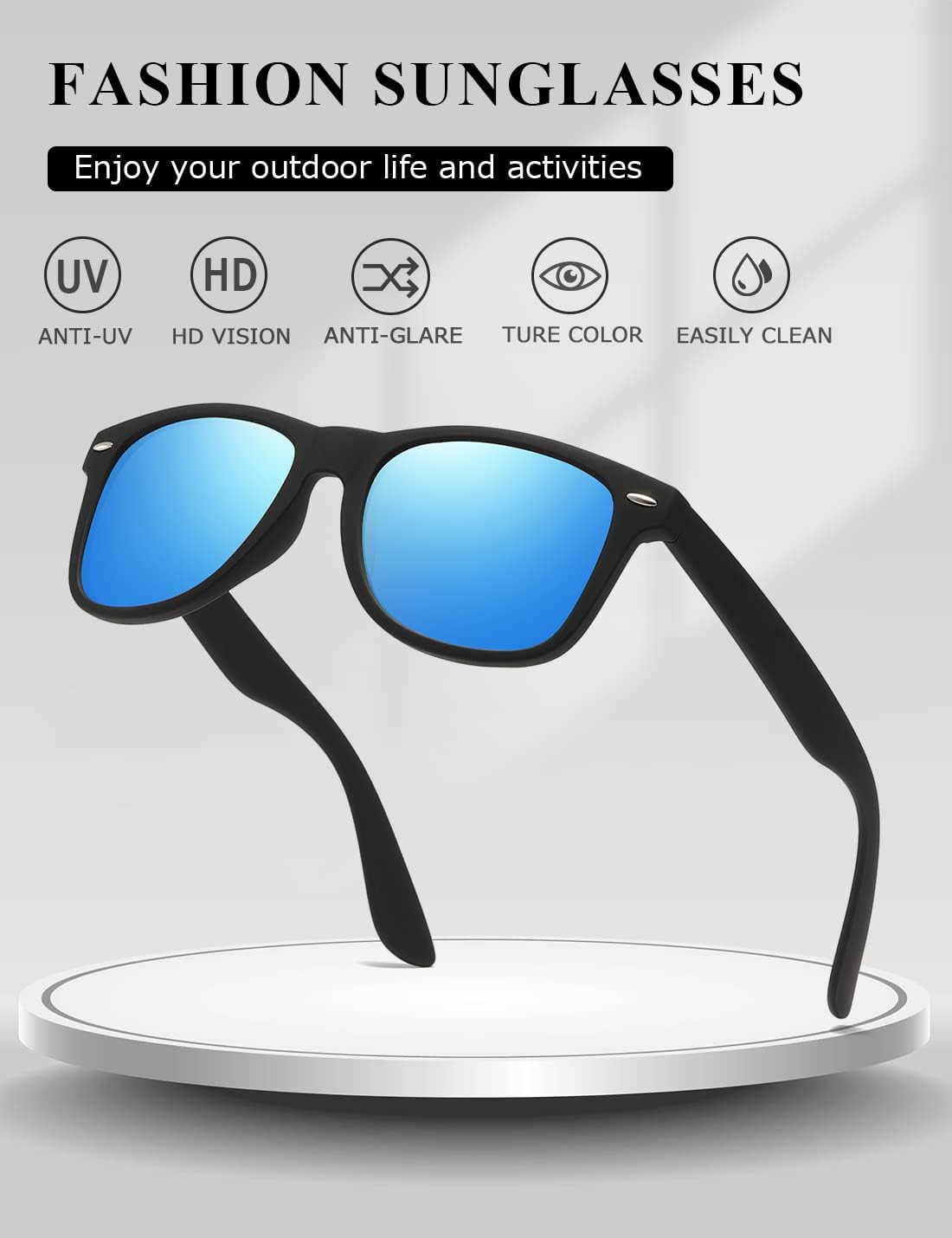 Detalle 2 de Kimorn Polarized Sunglasses Classic Unisex Horn Rimmed AE0300