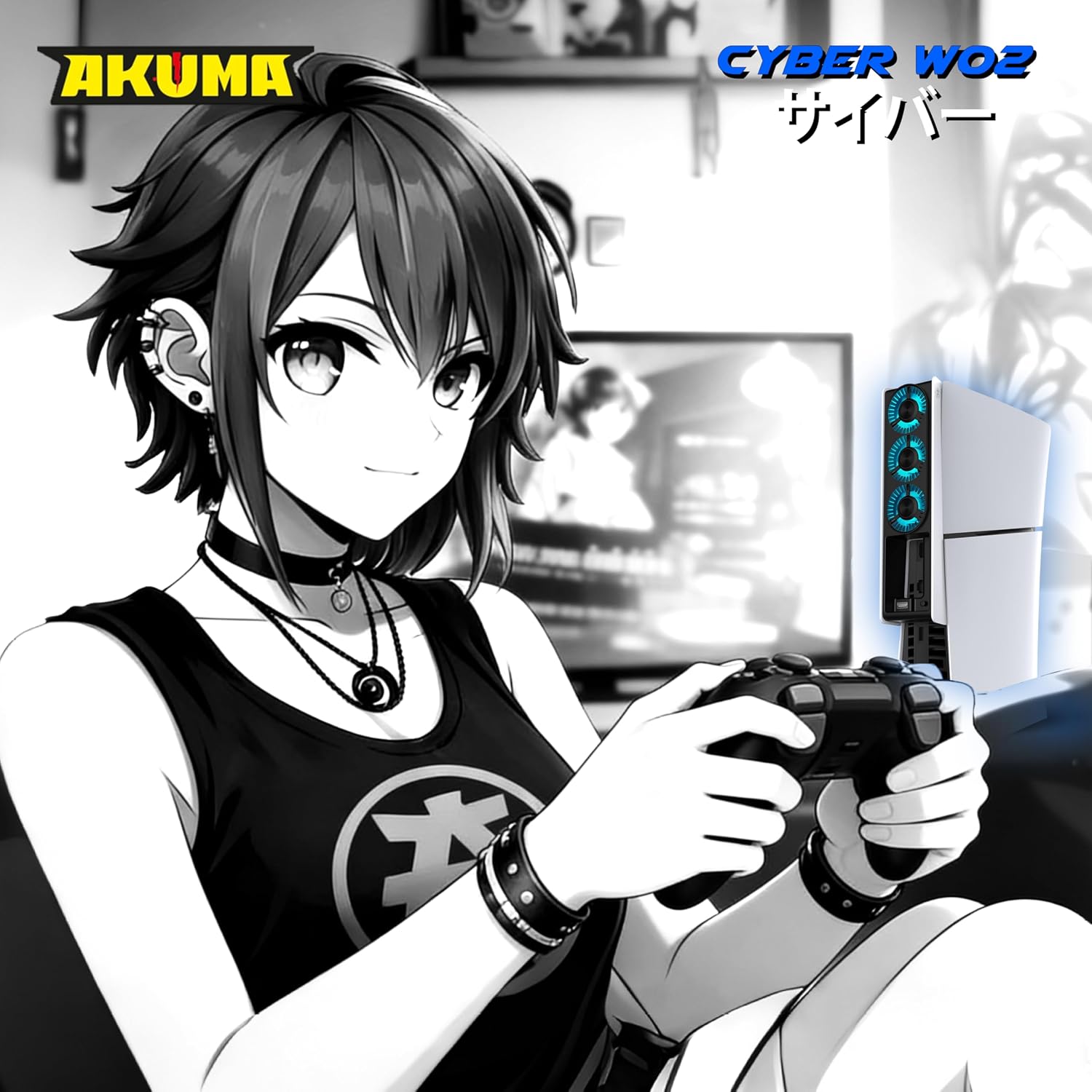 Detalle 2 de AKUMA Cyber W02 ventilateur PS5 Slim 3 ventilateurs