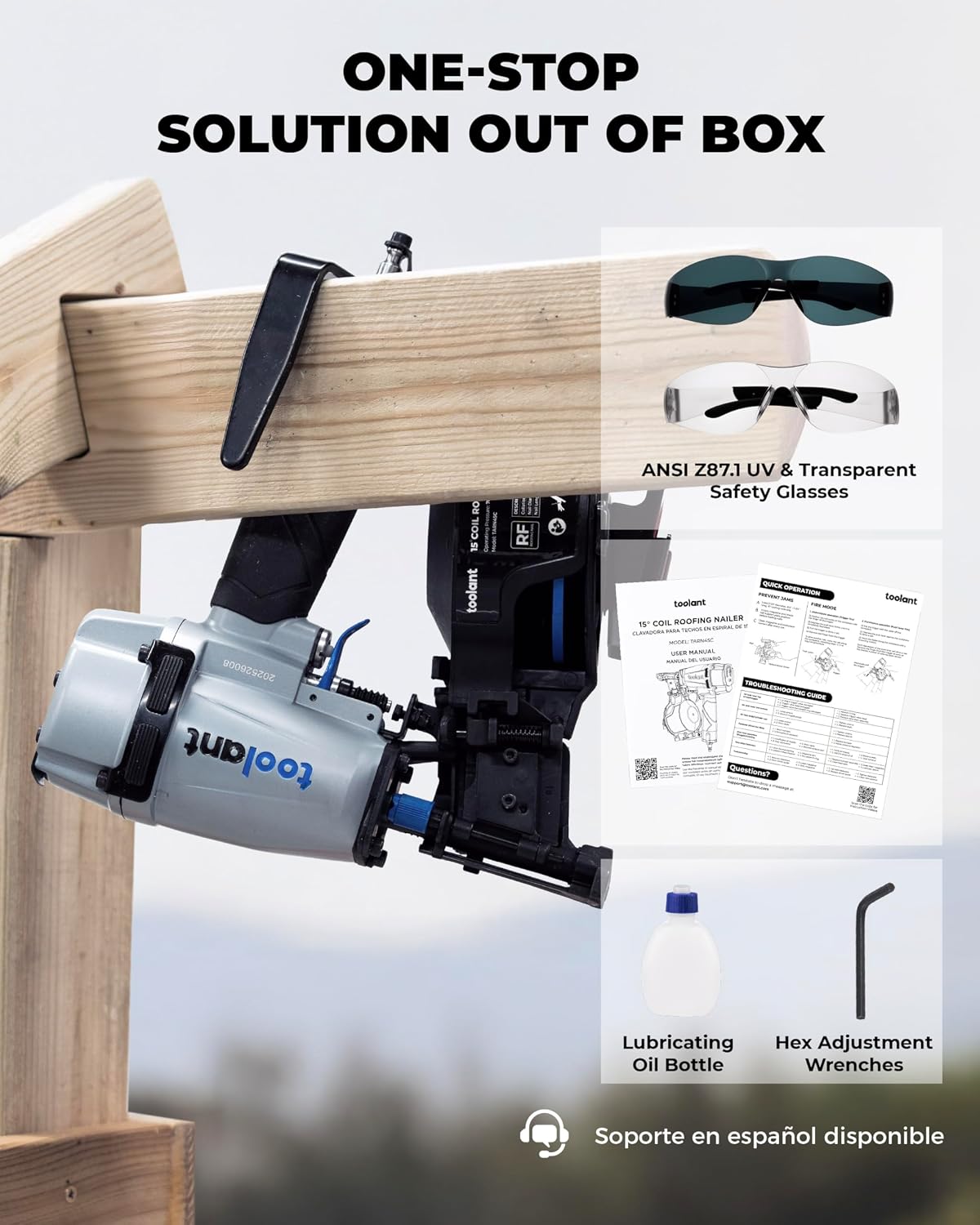 Thumbnail 6 de toolant TA01105 Pneumatic Roofing Coil Nailer, 15° Nails, 120-Nail Capacity