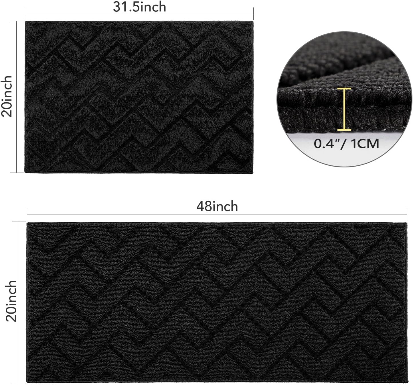 Detalle de hicorfe Kitchen Runner Rugs and Mats Sets, 2 Pieces