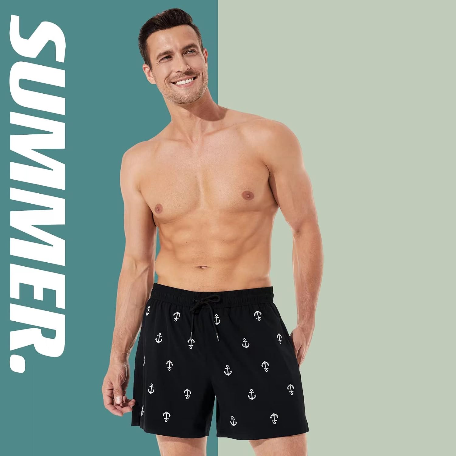 Thumbnail 2 de BRISIRA Men's Swim Trunks 5-Inch Inseam Quick Dry