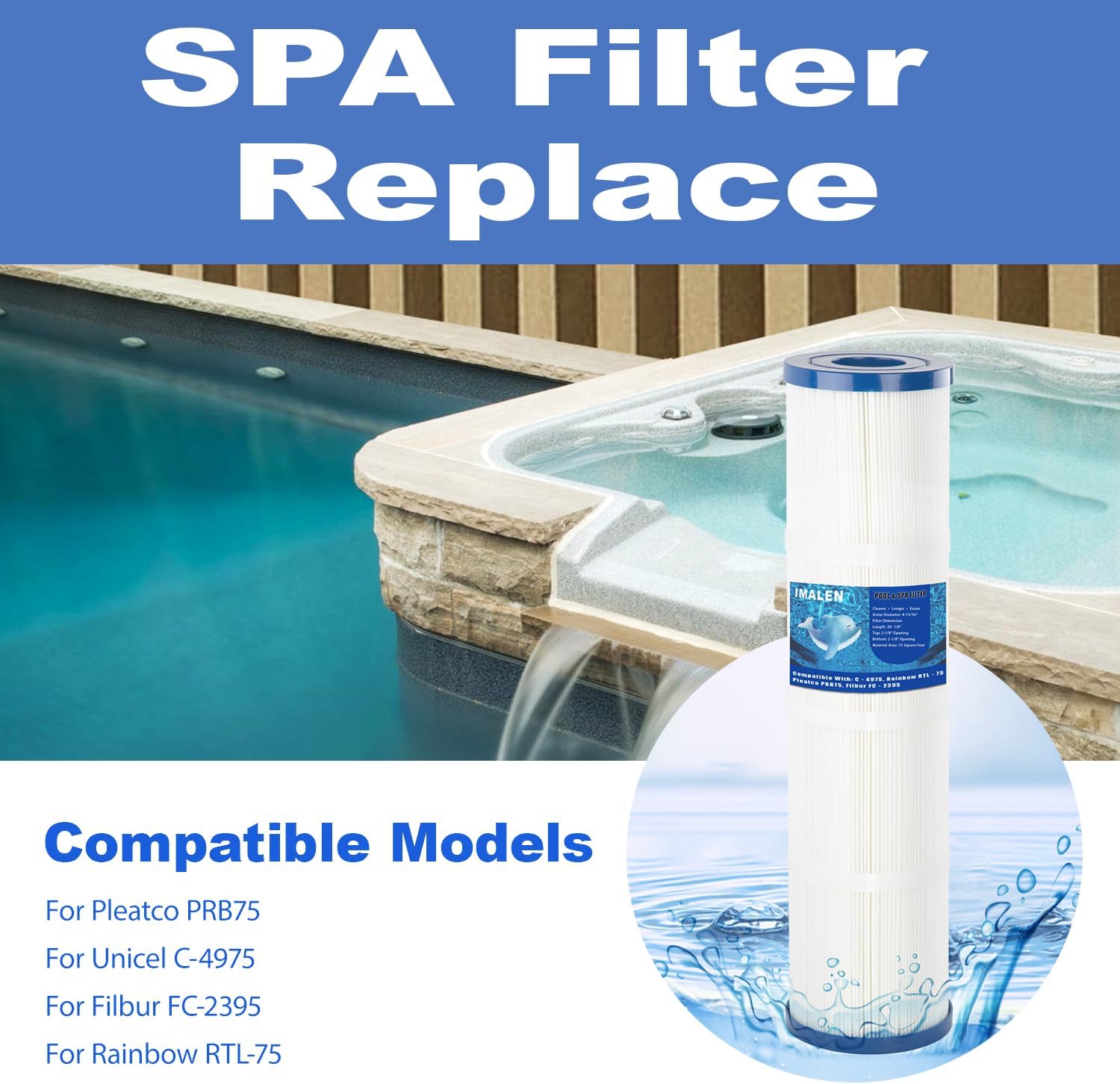 Detalle 2 de IMALEN LX-10-D Spa Filter Cartridge, 2-Pack, 42 sq. ft. Filtration