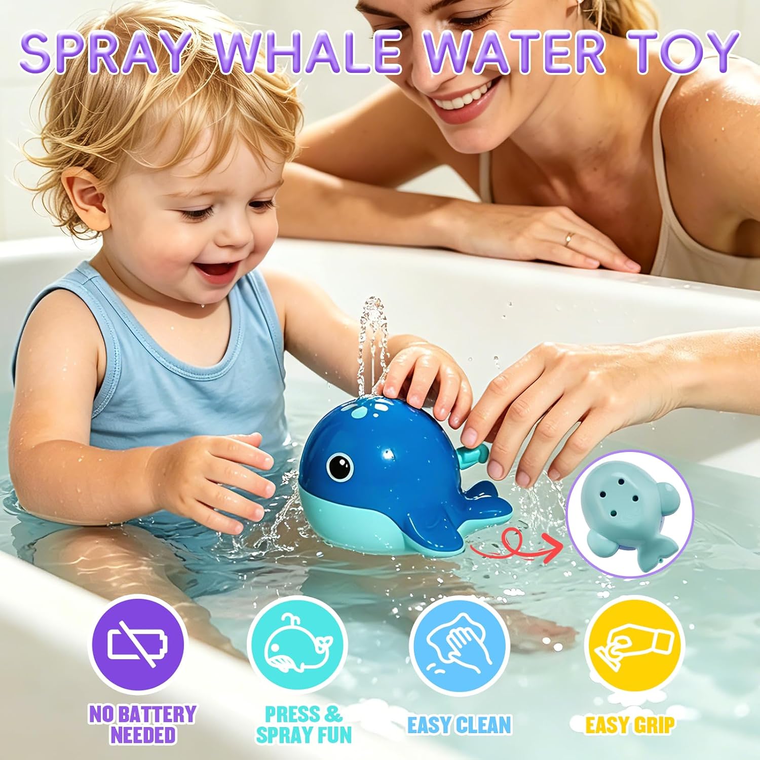Detalle de Bath Toys for 1–4 Year Olds: All-in-One 7-Piece Bath Set for Spout-Splash Fun