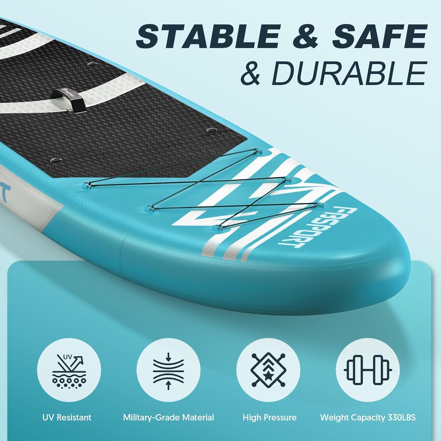 Detalle de FBSPORT Aufblasbares SUP Board – Stand Up Paddling Board mit verstellbarem Aluminium-Paddel, Pumpe und Komplettset